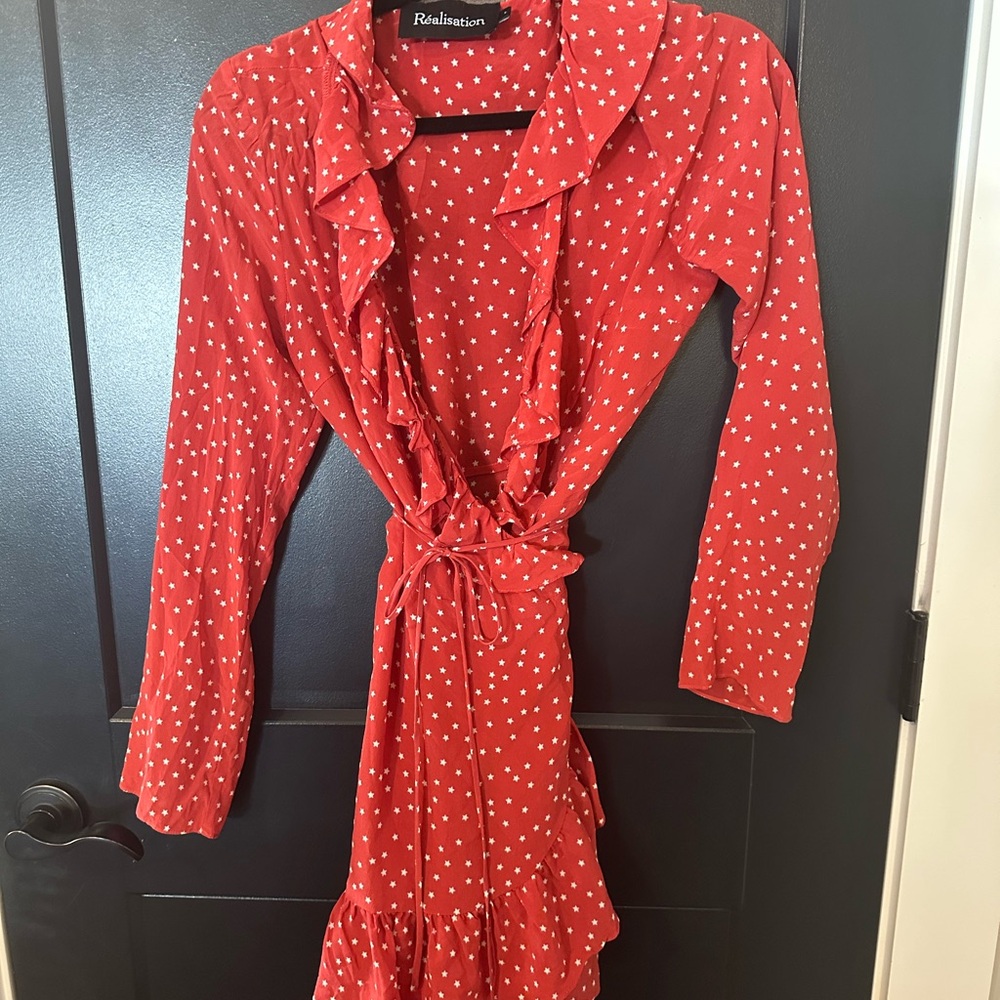 Realisation Par Red Polka Dot Wrap Dress